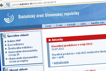 Webstránka Štatistického úradu SR