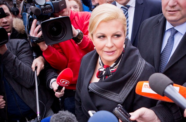 Na snímke chorvátska prezidentka Kolinda Grabarová-Kitarovičová