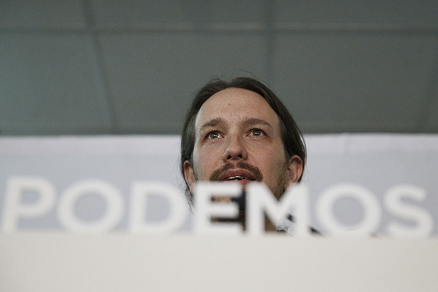 Na snímkeíder španielskeho ľavicového hnutia Podemos Pablo Iglesias