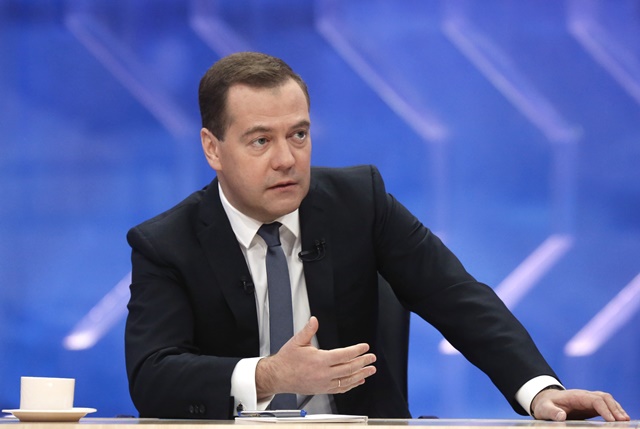 Na snímke ruský premiér Dmitrij Medvedev