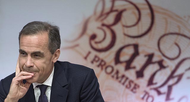 Na snímke guvernér britskej centrálnej banky (Bank of England, BoE) Mark Carney