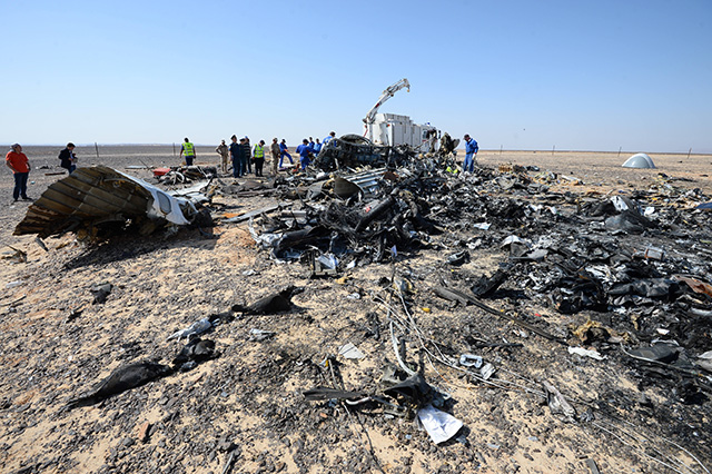 havária ruského lietadla v centrálnej časti egyptského Sinajského polostrova