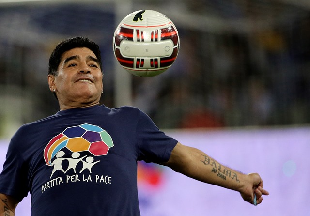 Na snímke argentínska futbalová legenda Diego Maradona