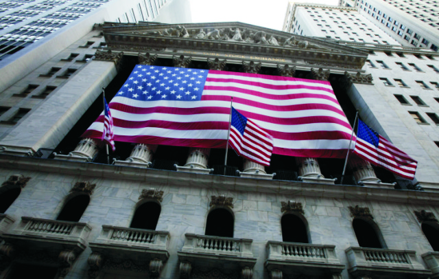 Sídlo burzy cenných papierov na Wall Street v  New Yorku