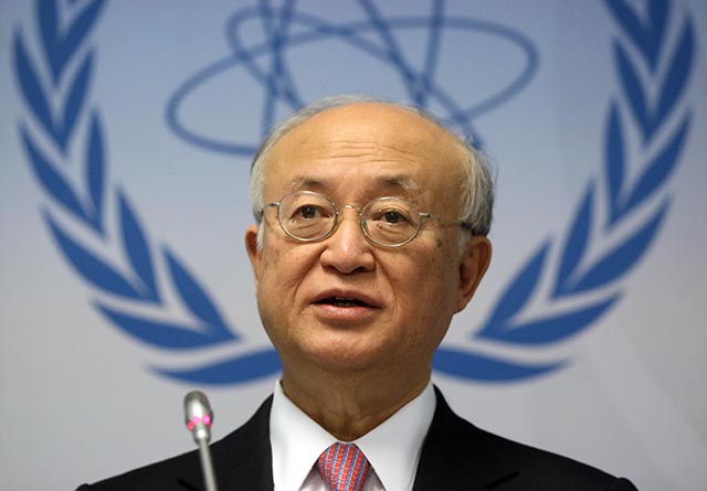 Na snímke generálny riaditeľ Medzinárodnej agentúry pre atómovú energiu (MAAE) Jukija Amano.