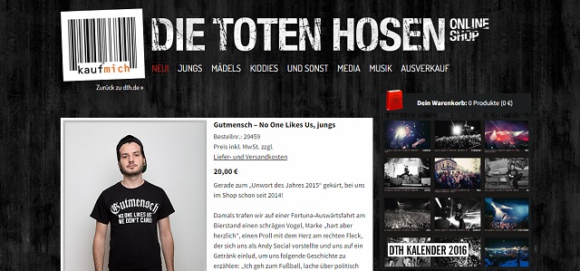 Tričko, ktoré predáva punková skupina Die Toten Hosen