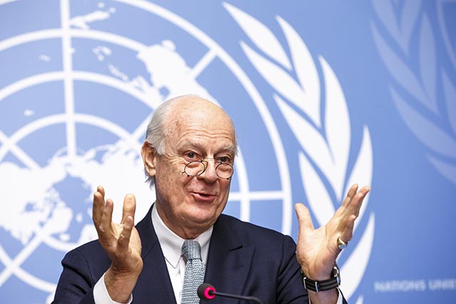 Na snímke osobitný vyslanec OSN pre Sýriu Staffan de Mistura