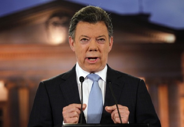 Na snímke kolumbijský prezident Juan Manuel Santos