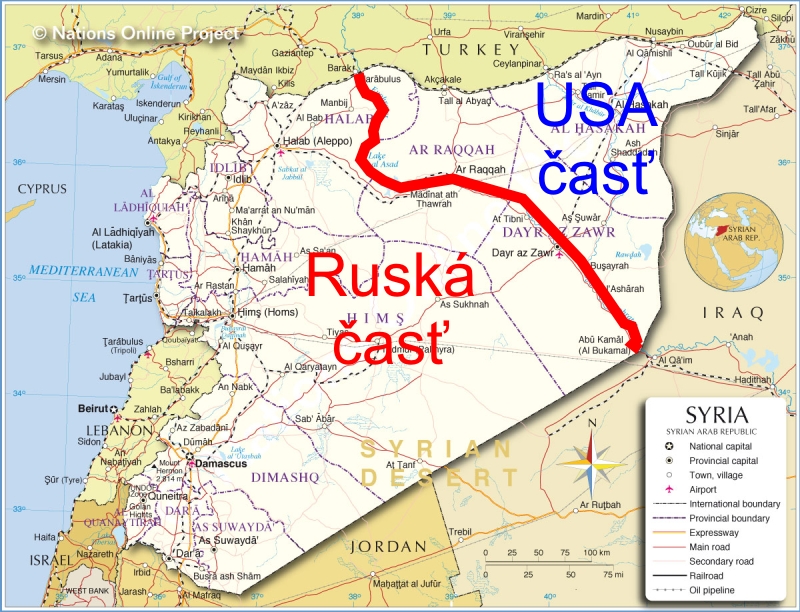 Podľa informácii izraelského servera Debkafile si mocnosti takto rozdelili sféry vplyvu v Sýrii