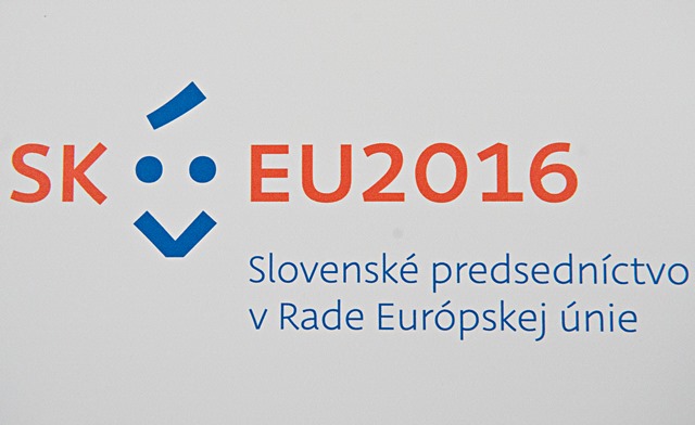Na snímke logo slovenského predsedníctva v Rade Európskej únie