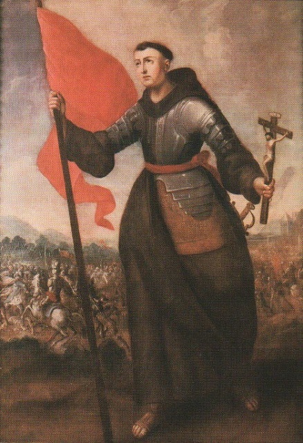 Na snímke zobrazený svätý Ján Kapistránsky, ktorý viedol armádu proti Turkom