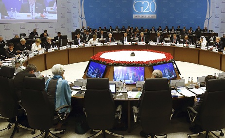 Na snímke účastníci summitu skupiny G20