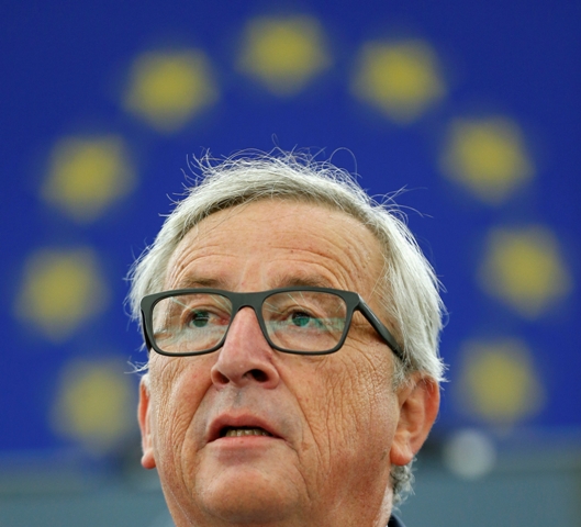 Predseda Európskej komisie Jean-Claude Juncker počas prejavu s výročnou správou o stave EÚ na plenárnom zasadnutí Európskeho parlamentu v Štrasburgu