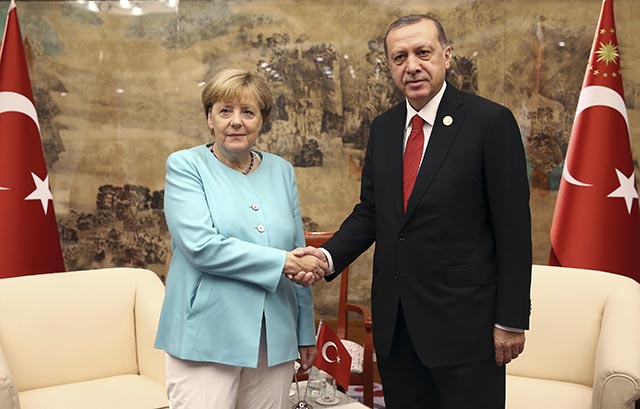 Turecký prezident Recep Tayyip Erdogan a nemecká kancelárka Angela Merkelová