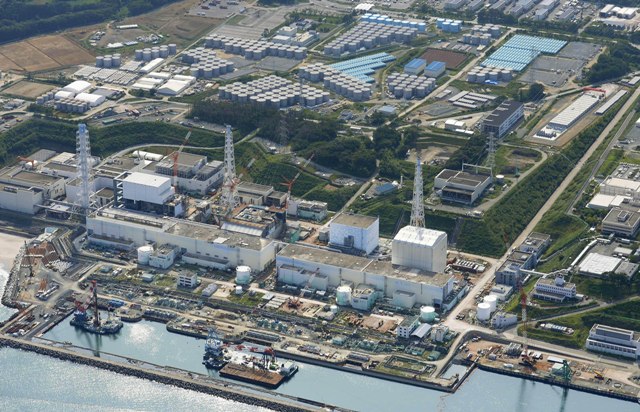 Letecký pohľad na jadrovú elektráreň vo Fukušime