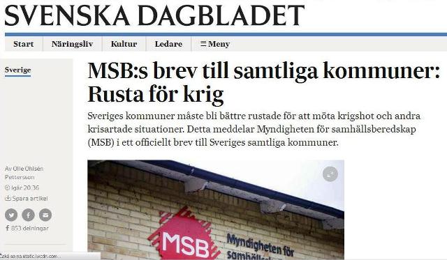 Švédska vláda a armádne vedenie odporúčajú obyvateľom krajiny, aby sa pripravovali na vojnu proti Rusku