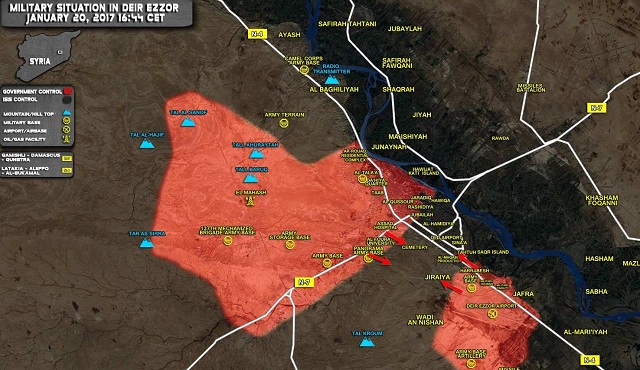 Tvrdé boje v Deir-ez-Zor, 100 leteckých útokov a kontraúder vládnych jednotiek 