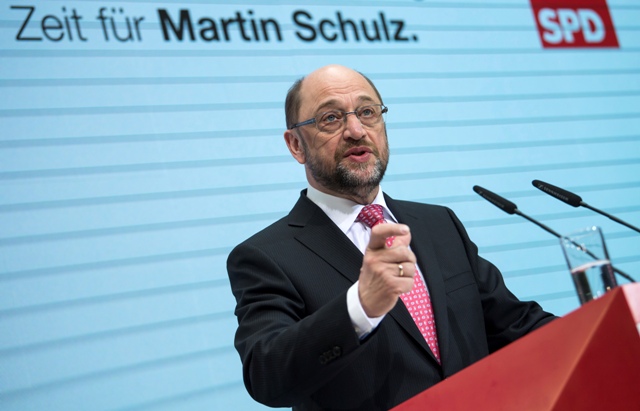 Na snímke kandidát nemeckej Sociálnodemokratickej strany Nemecka (SPD) na kreslo premiéra a bývalý predseda Európskeho parlamentu Martin Schulz