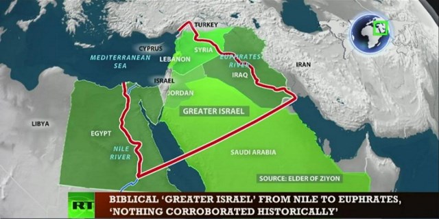 Na snímke mapa plánu Veľkého Izraela