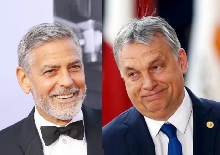 Herec George Clooney a maďarský premiér Viktor Orbán