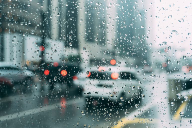 dážď, kvapky, cesta, autá