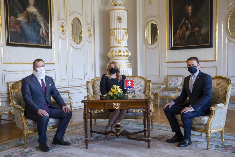 Stretnutie troch najvyšších ústavných činiteľov v Prezidentskom paláci v Bratislave