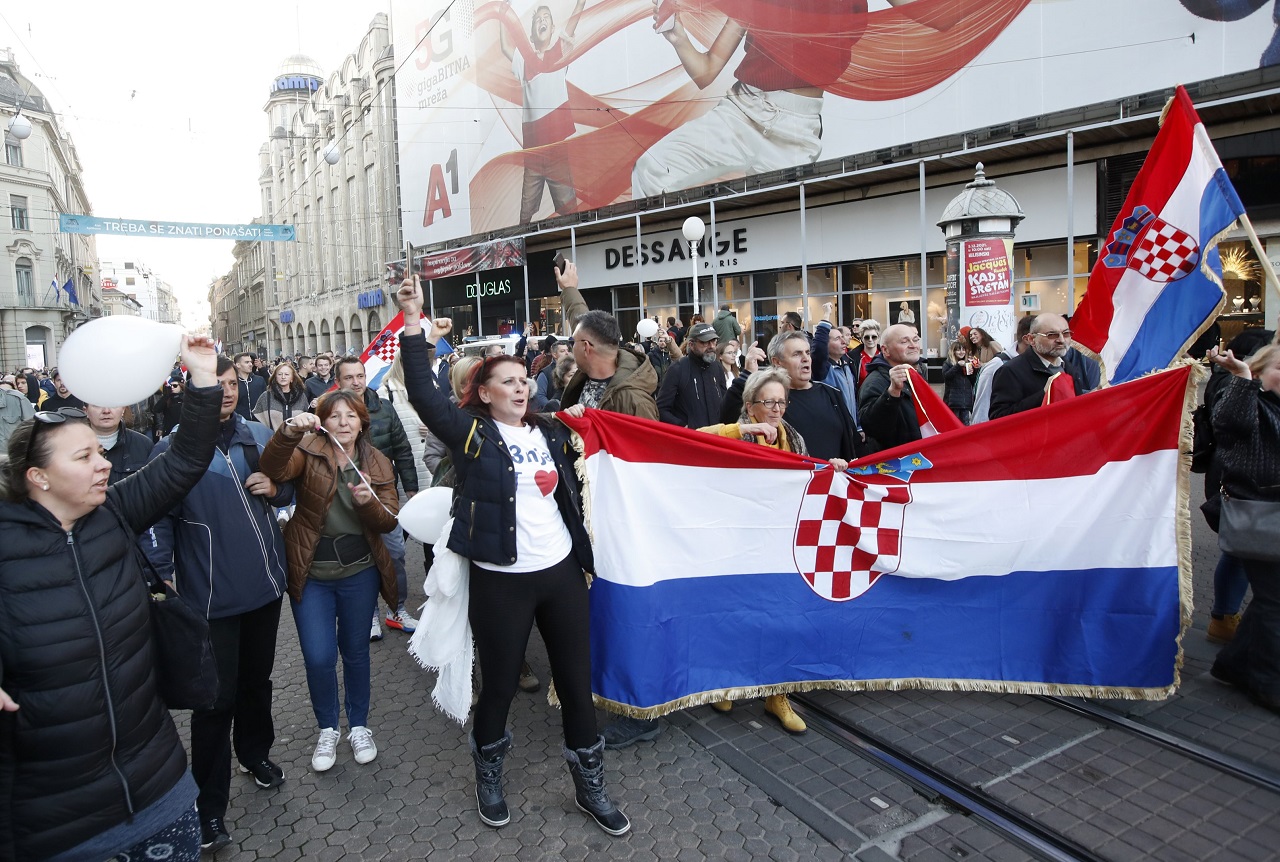 Chorvátsko Záhreb covidpas demonštrácie