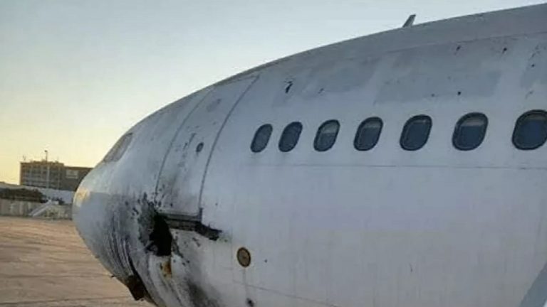 Poškodené lietadlo Bagdad