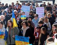 Protestné zhromaždenie proti vojne na Ukrajine v Banskej Bystrici