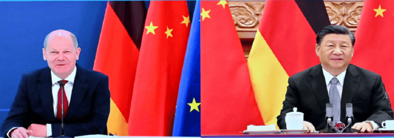 Čínsky prezident Si Ťin-Pching a nemecký kancelár Olaf Scholz