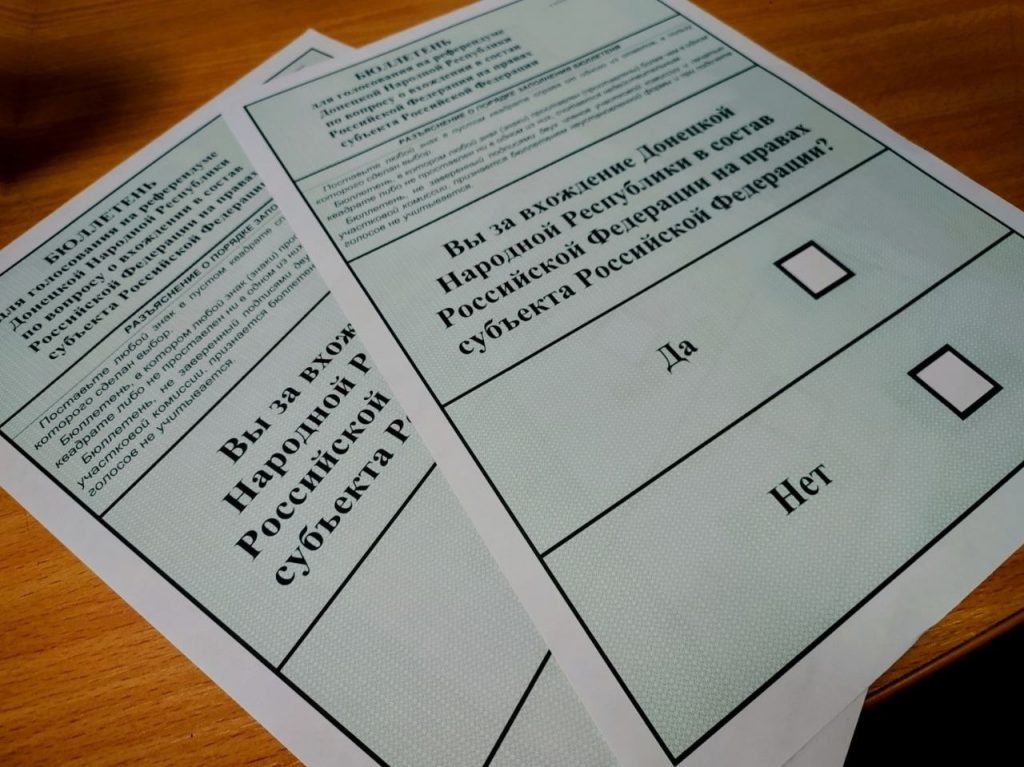 hlasovací lístok referenda o vstupe Doneckej ľudovej republiky do Ruskej federácie
