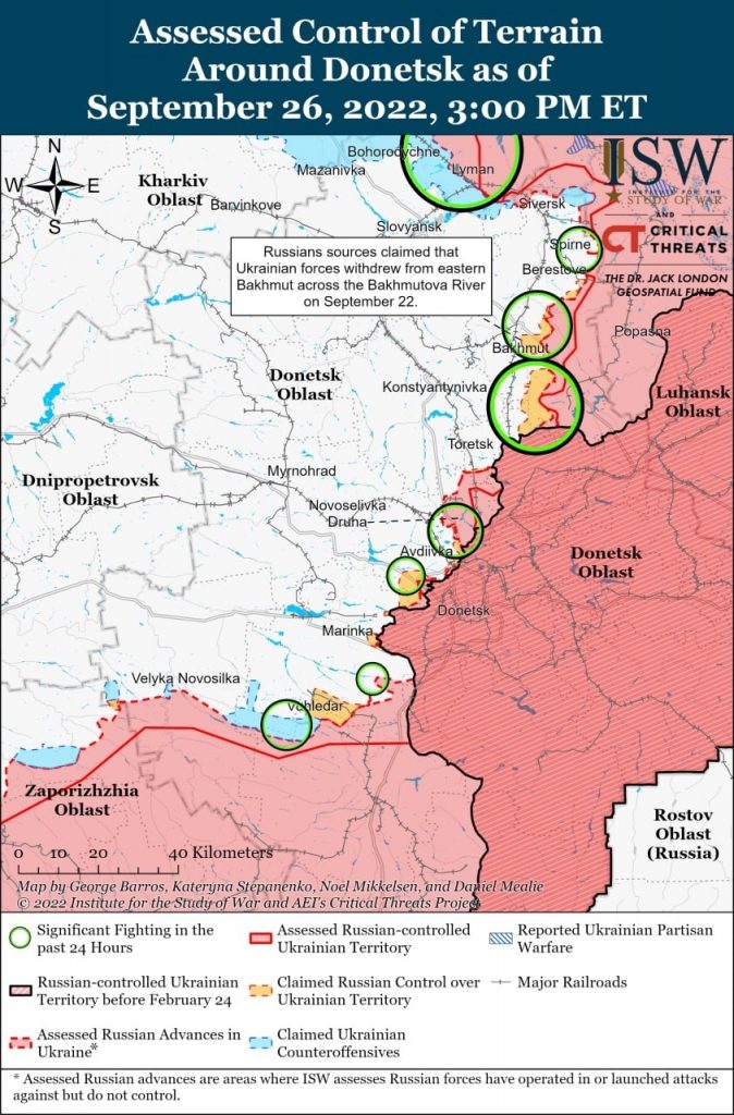 Situácia na hlavných frontových líniách z Inštitútu pre štúdium vojny (USA)