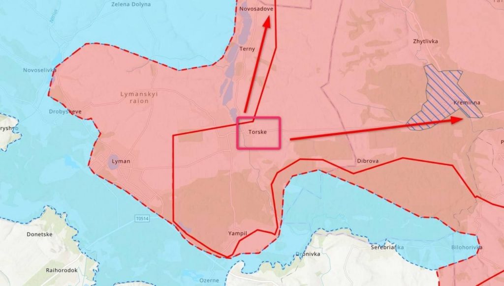 Kľúčovou osadou, ktorú musia ozbrojené sily obsadiť, aby obkľúčili Liman, je dedina Torskoje, východne od mesta kontrolovaného DĽR