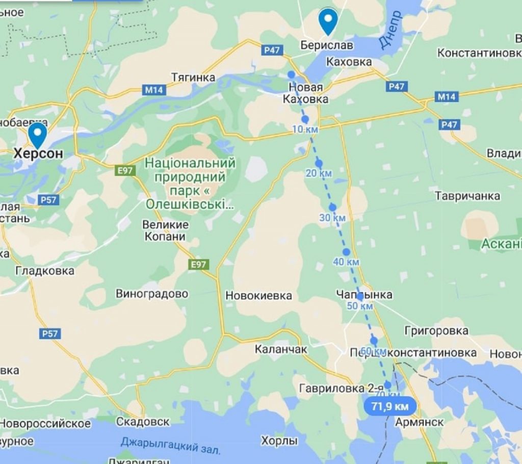 Kontrola nad pravým brehom Dnepra v Chersonskej oblasti poskytuje Ukrajine palebnú kontrolu nad cestami z Krymu, ktoré Rusi využívajú ako zásobovacie trasy