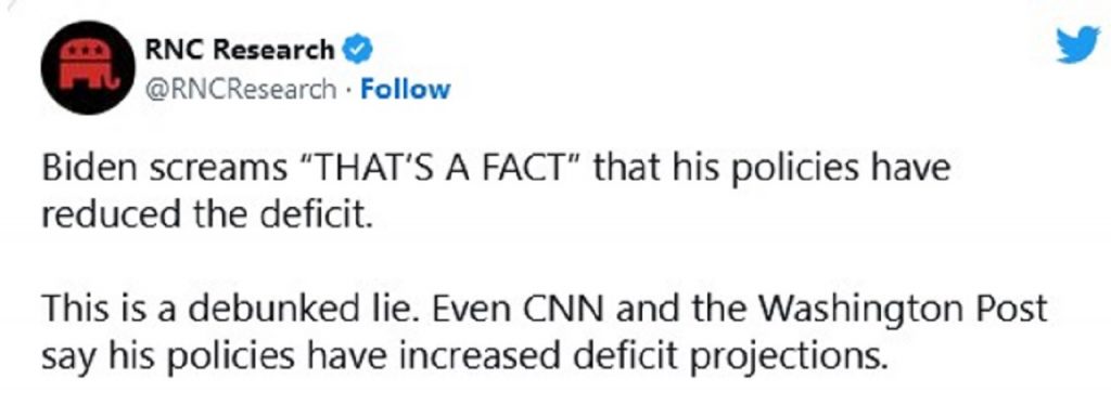 Biden klamal, keď vykrikoval, že jeho politika znížila deficit