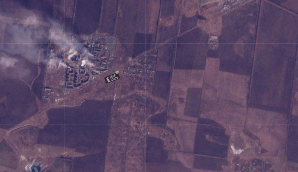 Satelitná snímka Ugledaru v Doneckej oblasti, na ktorý útočia ruské jednotky