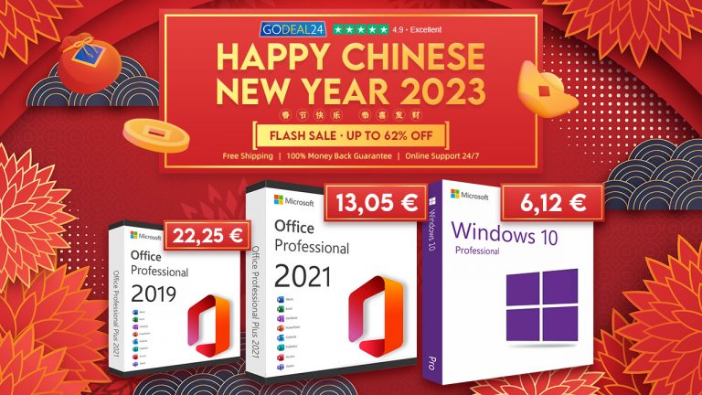 Šťastný čínsky nový rok! Godeal24 vám ponúka veľké zľavy na Windows 10 a doživotný MS Office 2021 od 6,12 €!