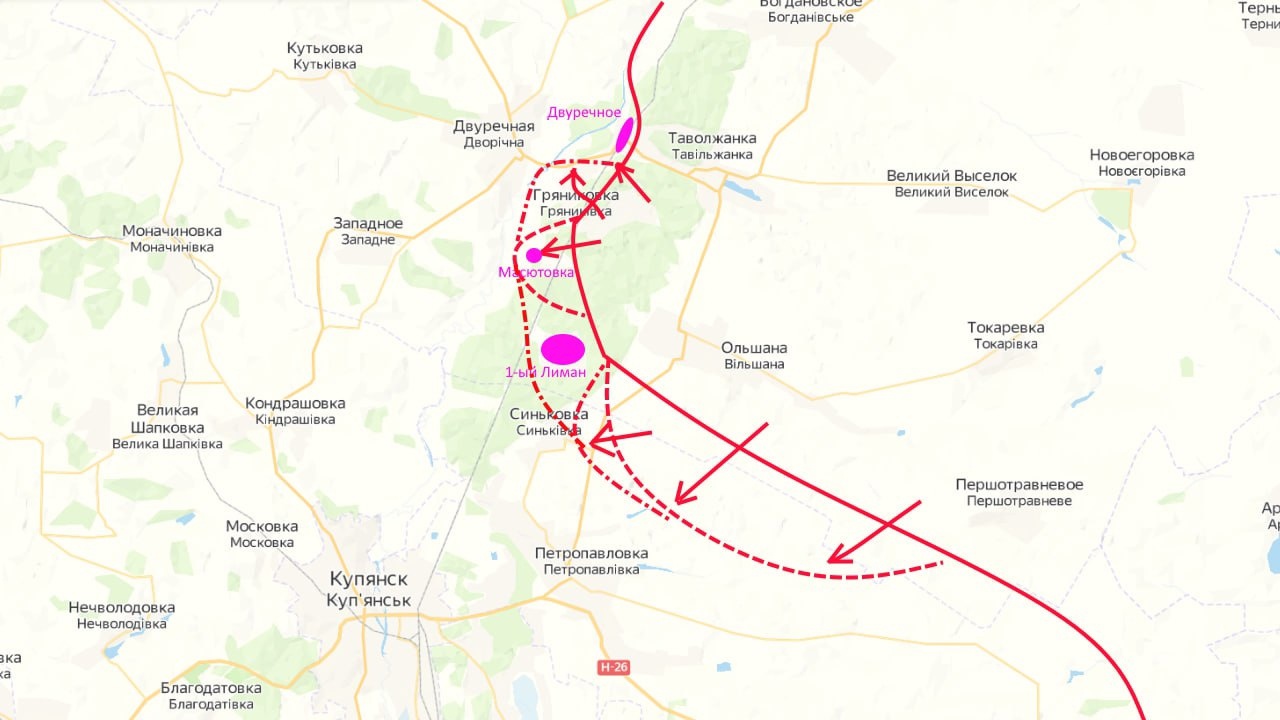 Ruské ozbrojené sily zasiahli nepriateľské pozície delostrelectvom a tankami pri obci Sinkovka.