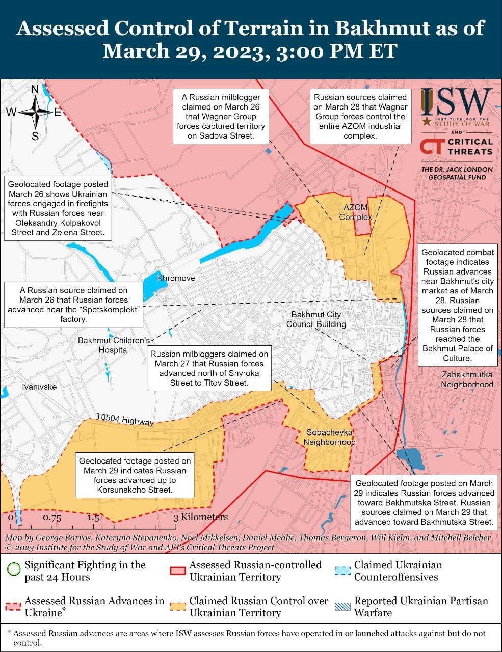 Situácia v Bachmute a v okolí Avdejevky podľa hodnotenia amerického Inštitútu pre vojnové štúdie