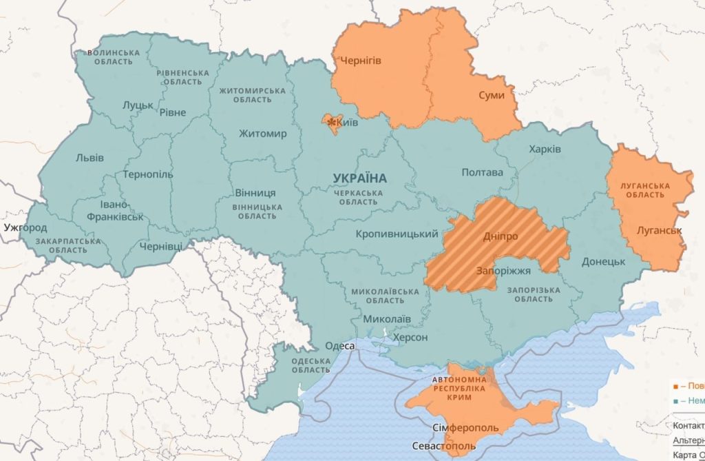 Poplach v severných oblastiach a v Kyjeve.