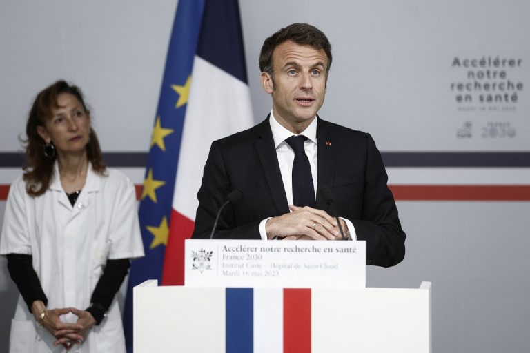 French President Macron visits Institut Curie laboratory in Saint-Cloud