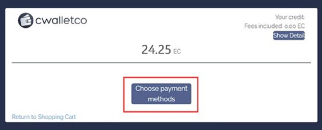 Potom sa zobrazí táto stránka, kliknite na "Choose payment methods"