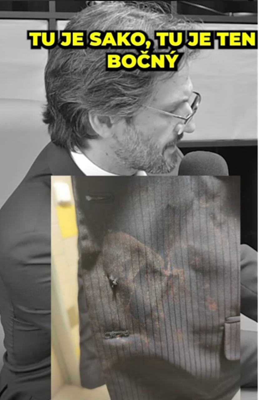 Minister obrany ukazal fotografie Ficovej košele a saka po atentáte