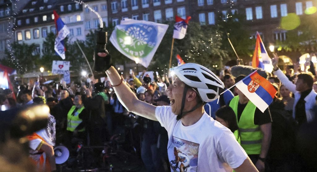 France Serbia Protests protestujúci srbskí študenti