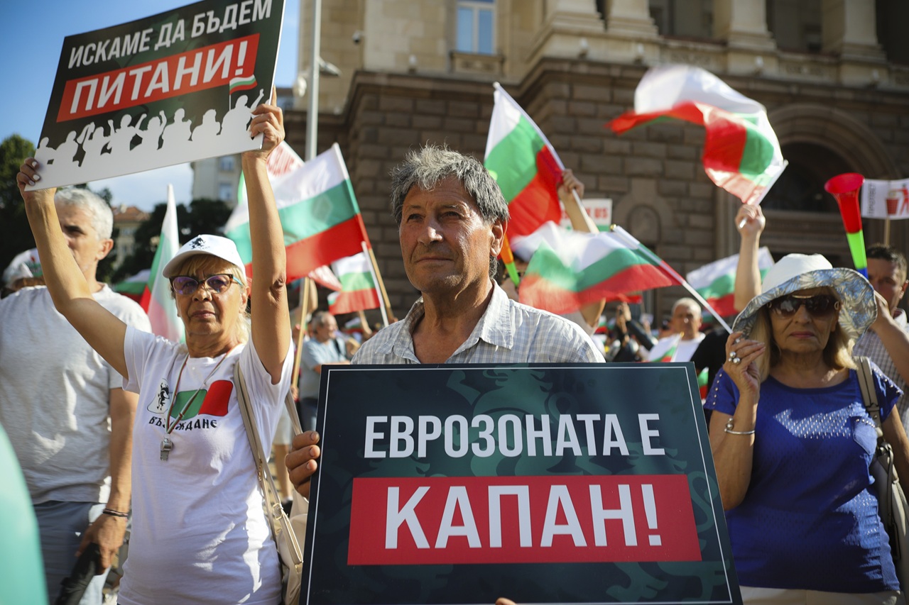 Bulharsko Sofia Euro Zavedenie Protest