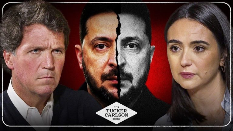 Tucker Carlson, Volodymyr Zelensky a Julia Mendelová